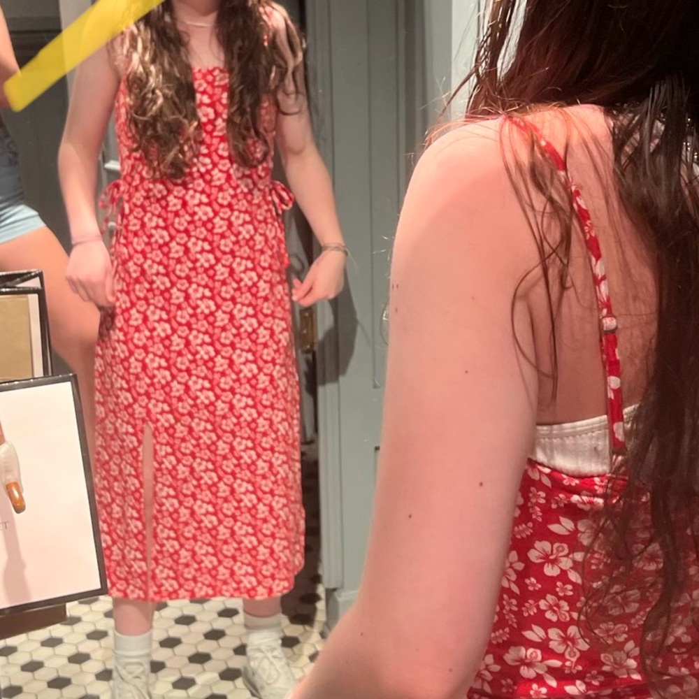 Red Floral stretchy longer lengthy dress from Hollister worn once.
